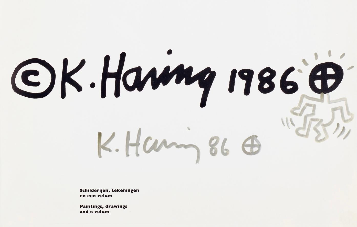 Keith Haring Stedelijk Museum drawing & catalogue (signed Keith Haring drawing)  For Sale 1