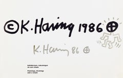 Dibujo y catálogo de Keith Haring del Museo Stedelijk (dibujo firmado de Keith Haring)