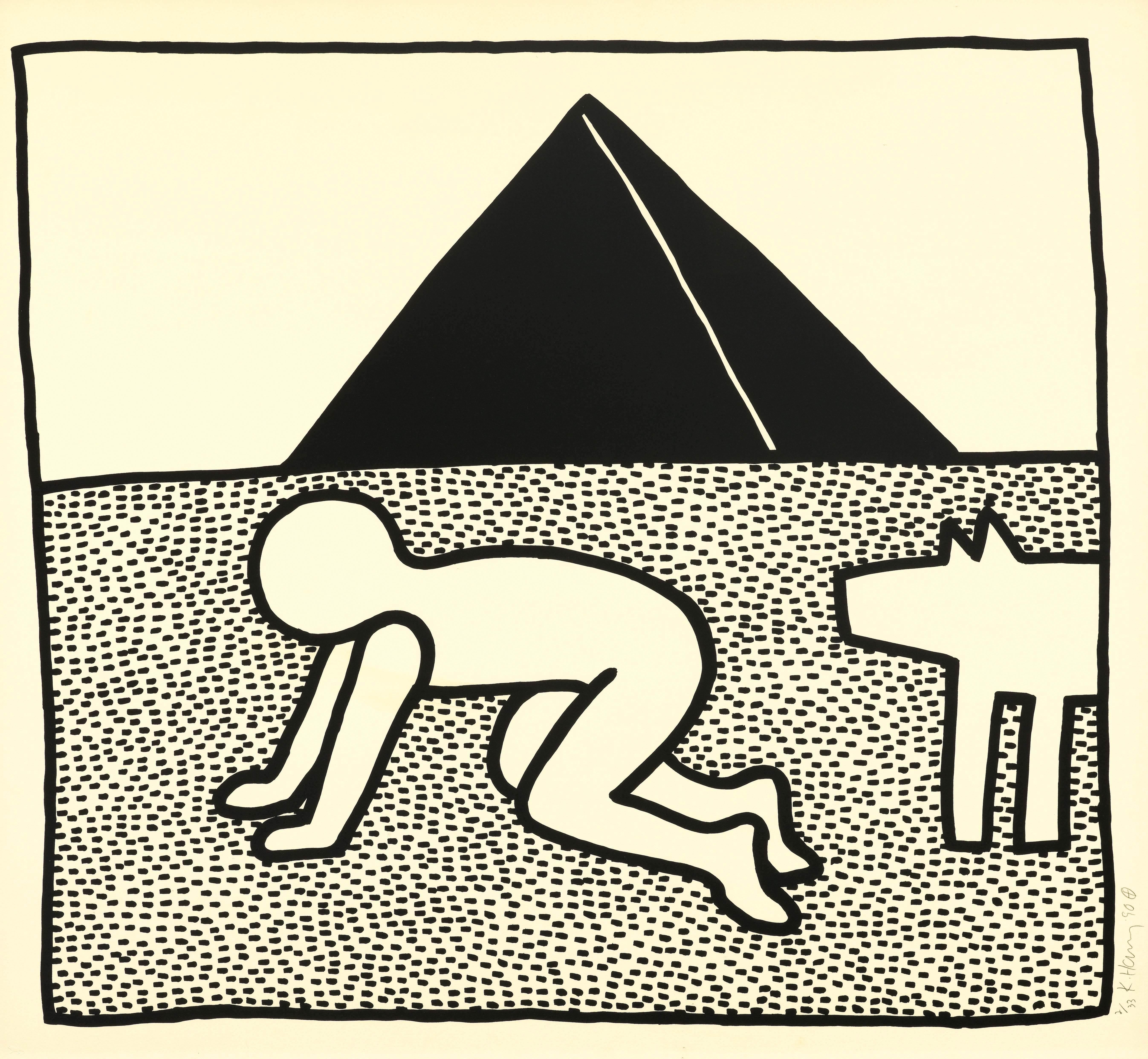 Keith Haring Print – Zeichnungen mit Blaudruck