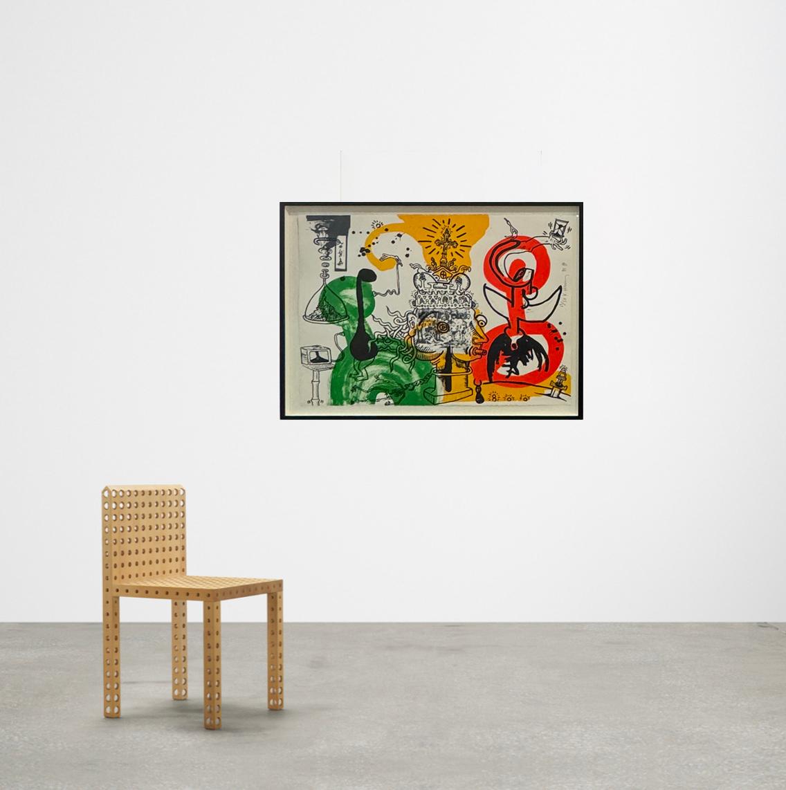 The King - Beige Abstract Print by Keith Haring
