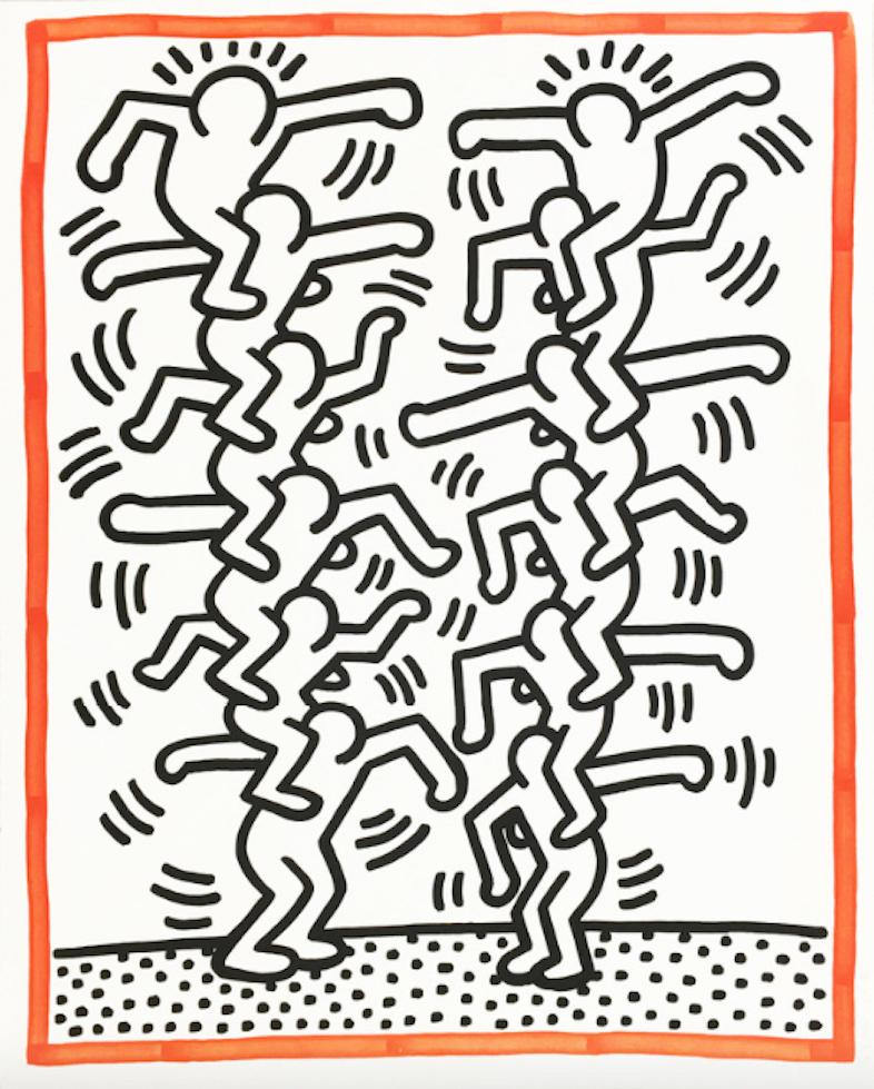 Keith Haring Interior Print - Three Lithographs: One plate
