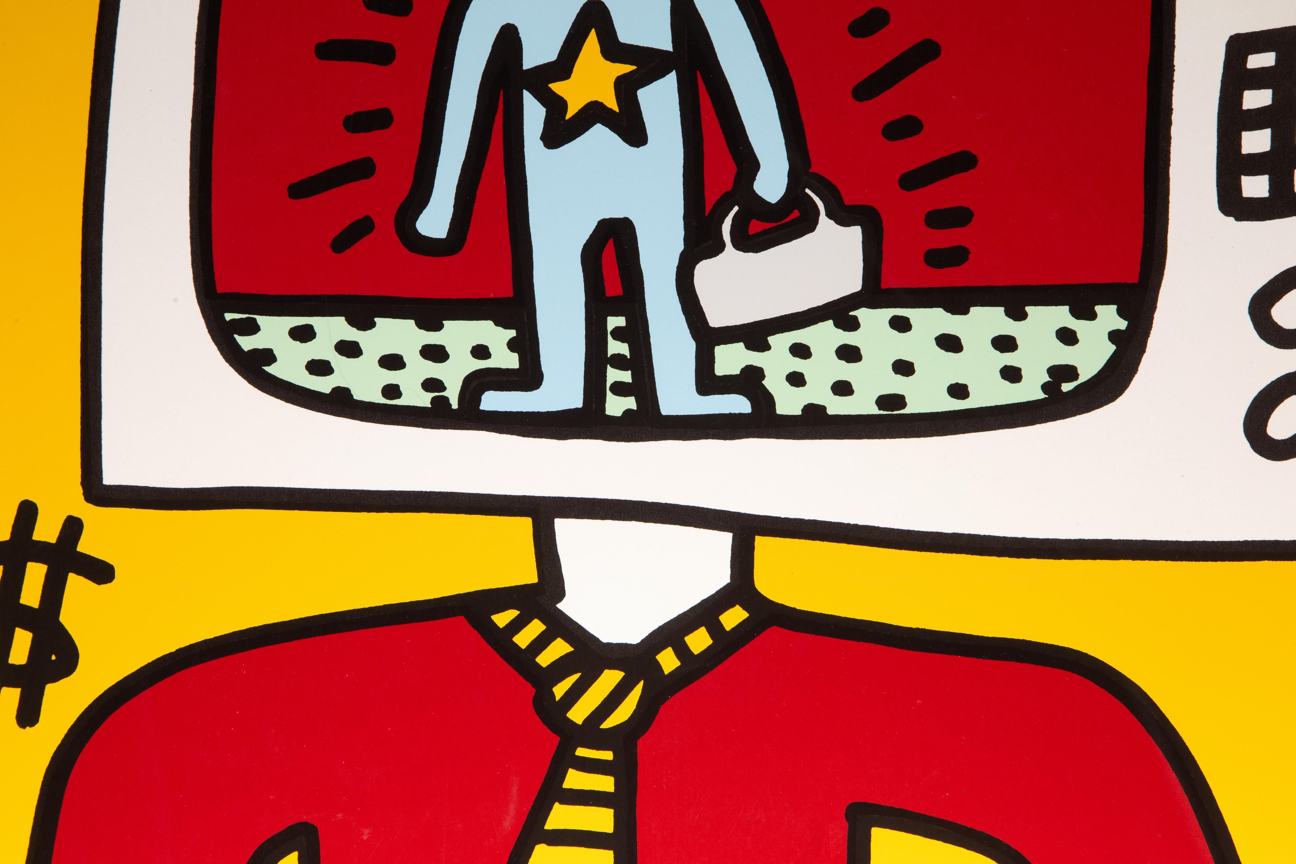 TV Man, Silkscreen Poster by Keith Haring 1990 For Sale 2