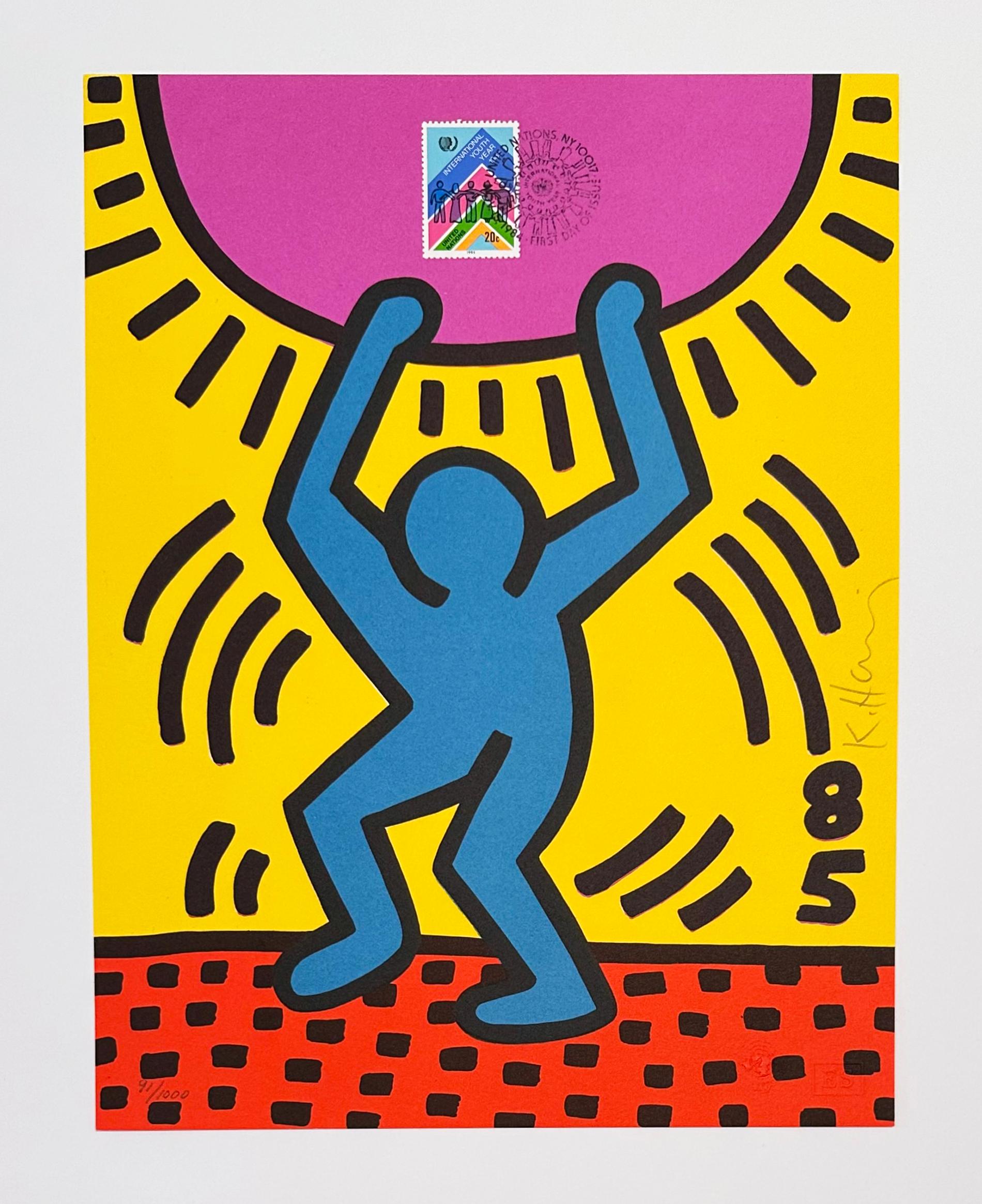 United Nations International Youth Year - Print by Keith Haring