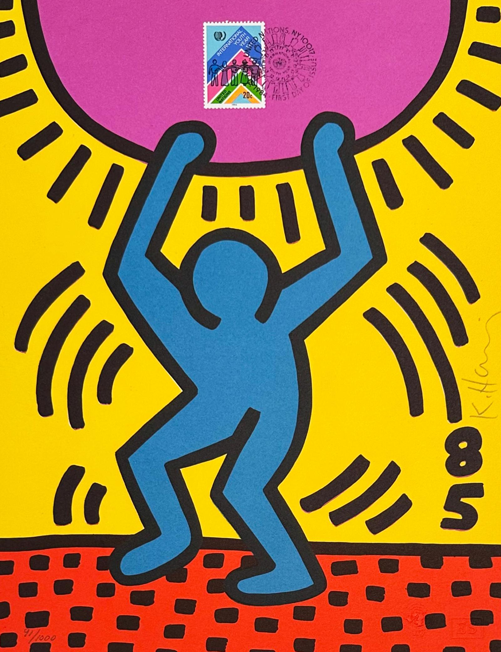 Keith Haring Figurative Print - United Nations International Youth Year