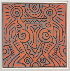 „Ohne Titel“, 1984, Offsetdruck von Keith Haring, gerahmt, Vintage-Kunst