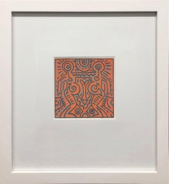Stampa offset “Senza titolo” del 1984 di Keith Haring, incorniciata, opera d’arte d’epoca