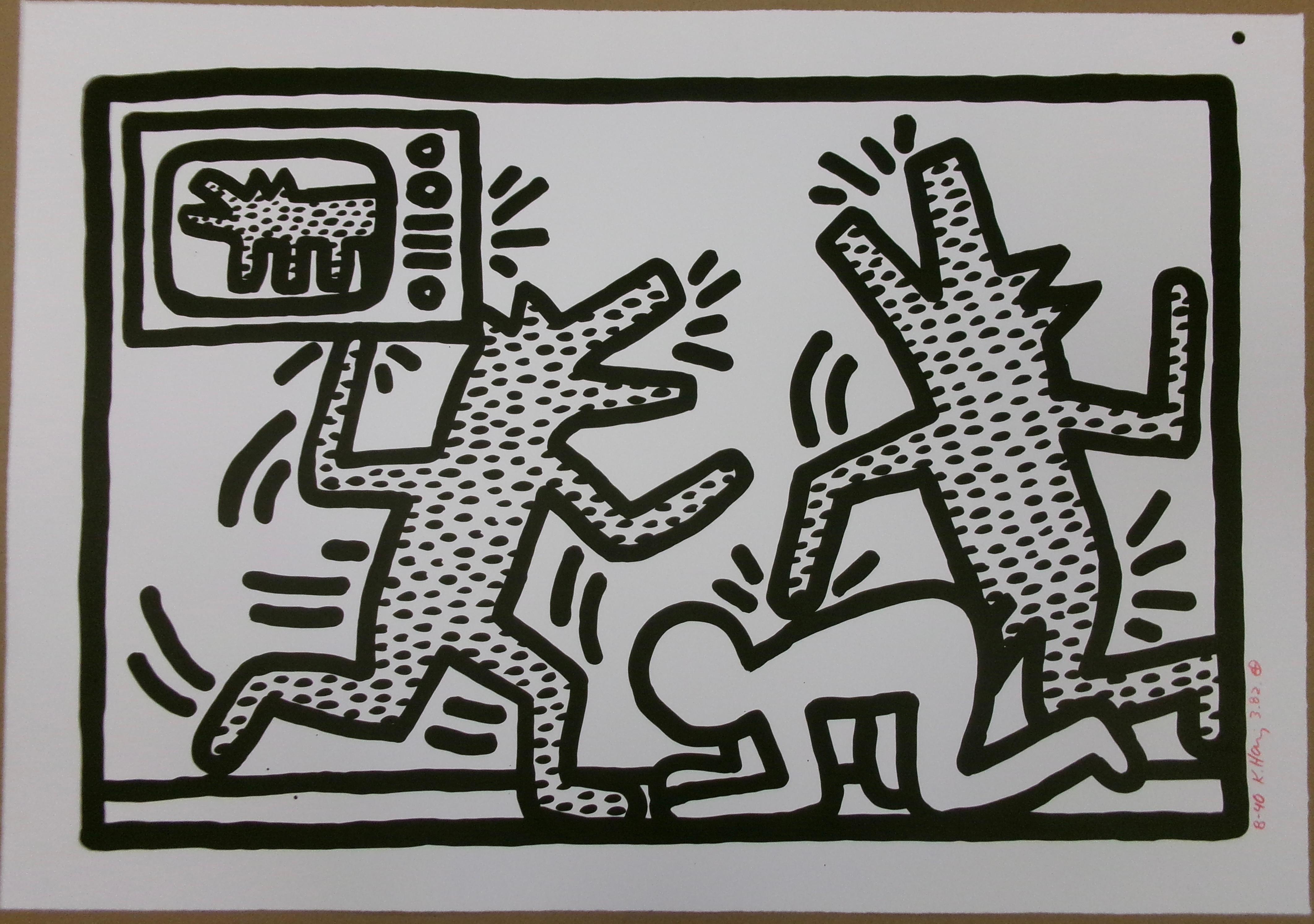 Sans titre (3) - Beige Animal Print par Keith Haring