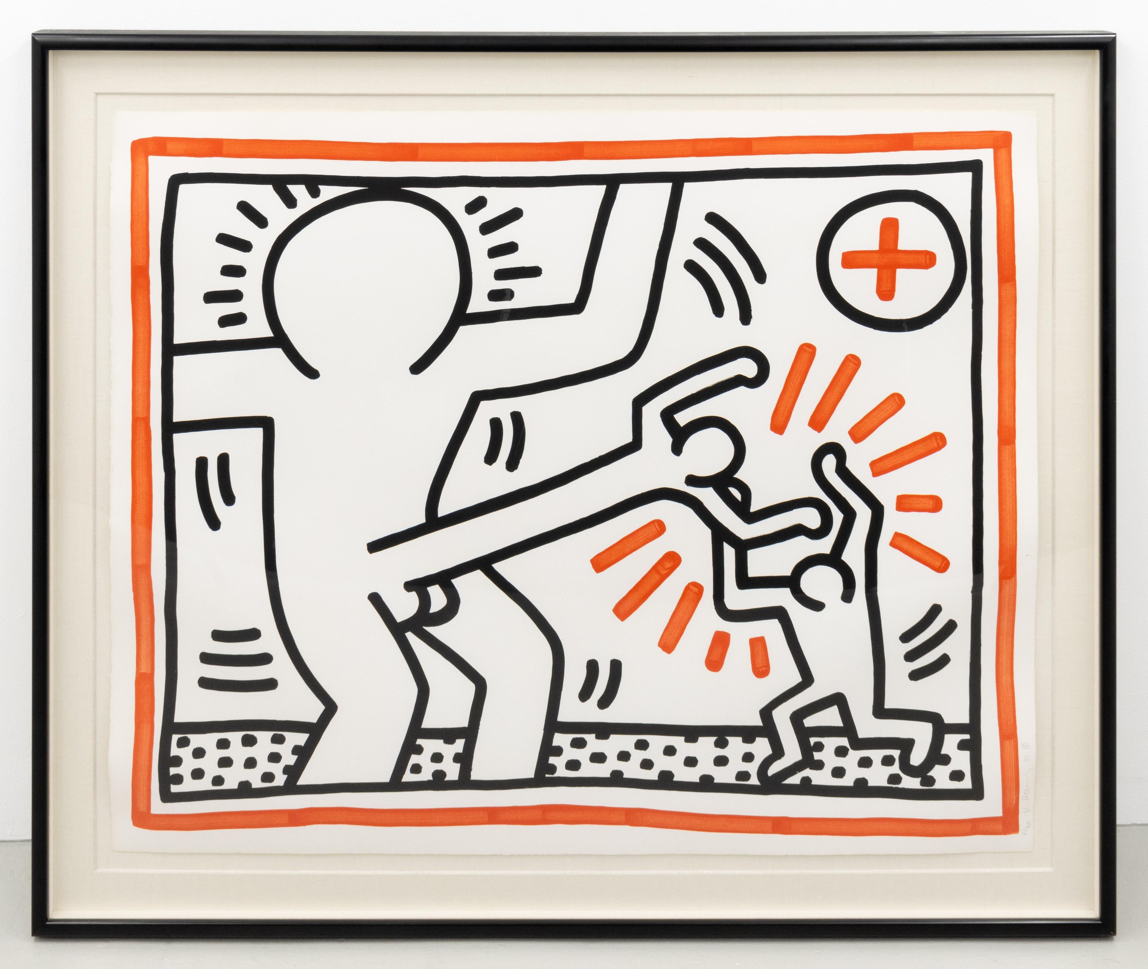 Untitled (Cock Fight) - Contemporary Print by Keith Haring