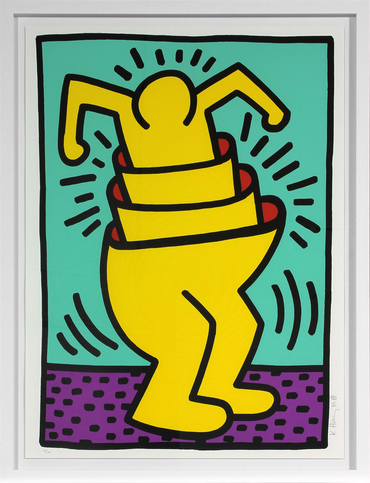 "Sin título (Hombre de la taza)", serigrafía de Keith Haring de la carpeta "Kinderstern".