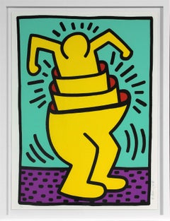 "Untitled (Cup Man)" screenprint by Keith Haring from "Kinderstern" portfolio