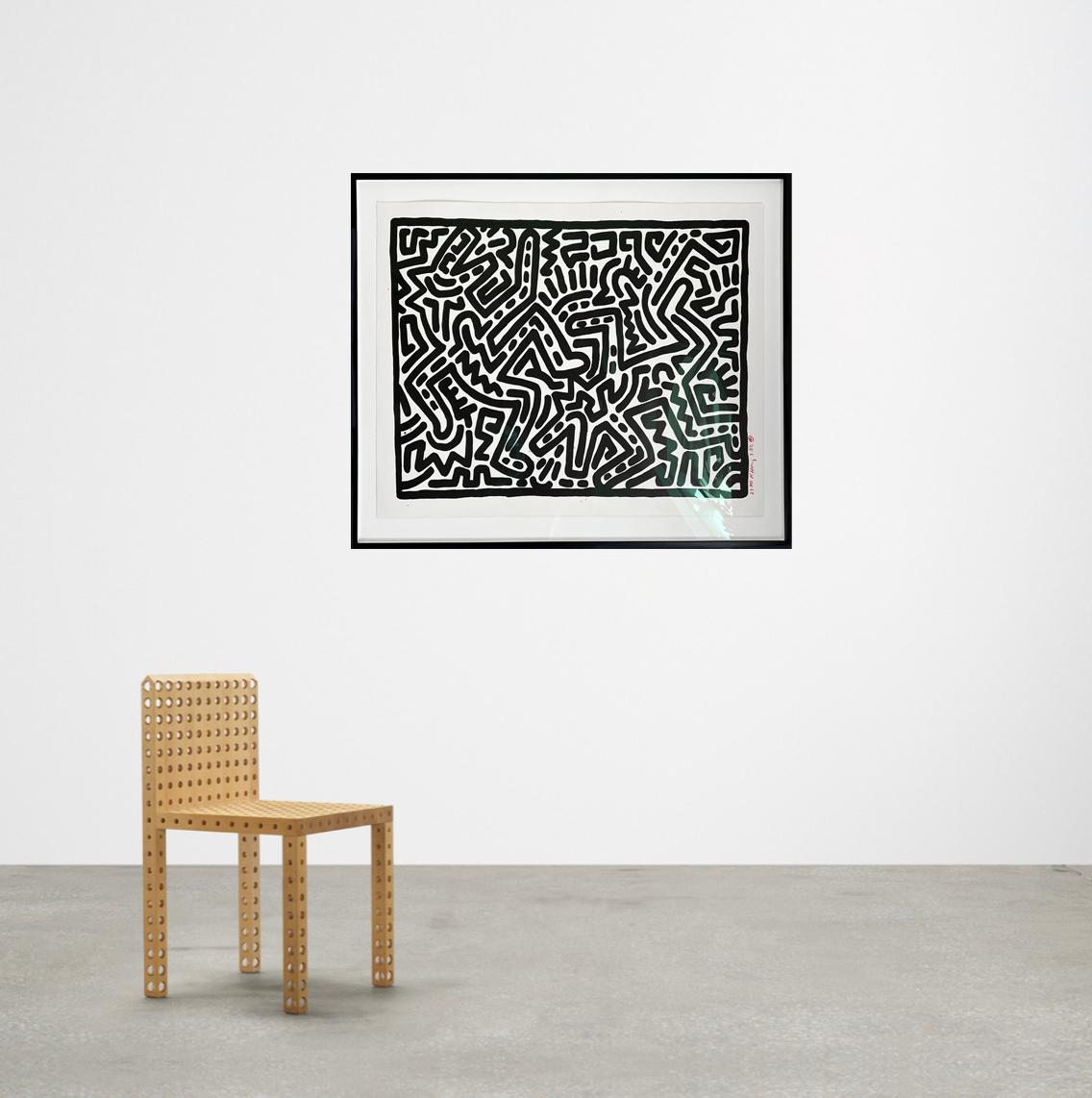 Untitled - Black Abstract Print by Keith Haring