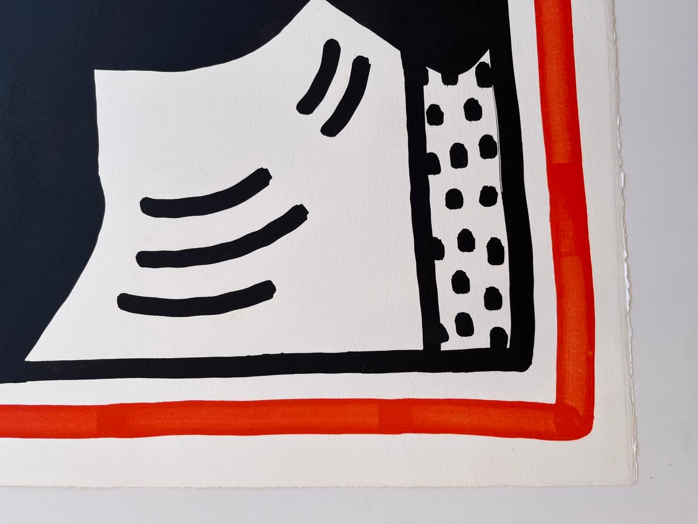 Keith Haring
Sans titre (Afrique du Sud libre #3)
1985
Lithographie
40 x 32 pouces 
AP 11/15, à part l'édition de 60. Publié par les éditions Schellmann, Munich/New York. Imprimé par Mathieu Litho / Suisse.
Non encadré