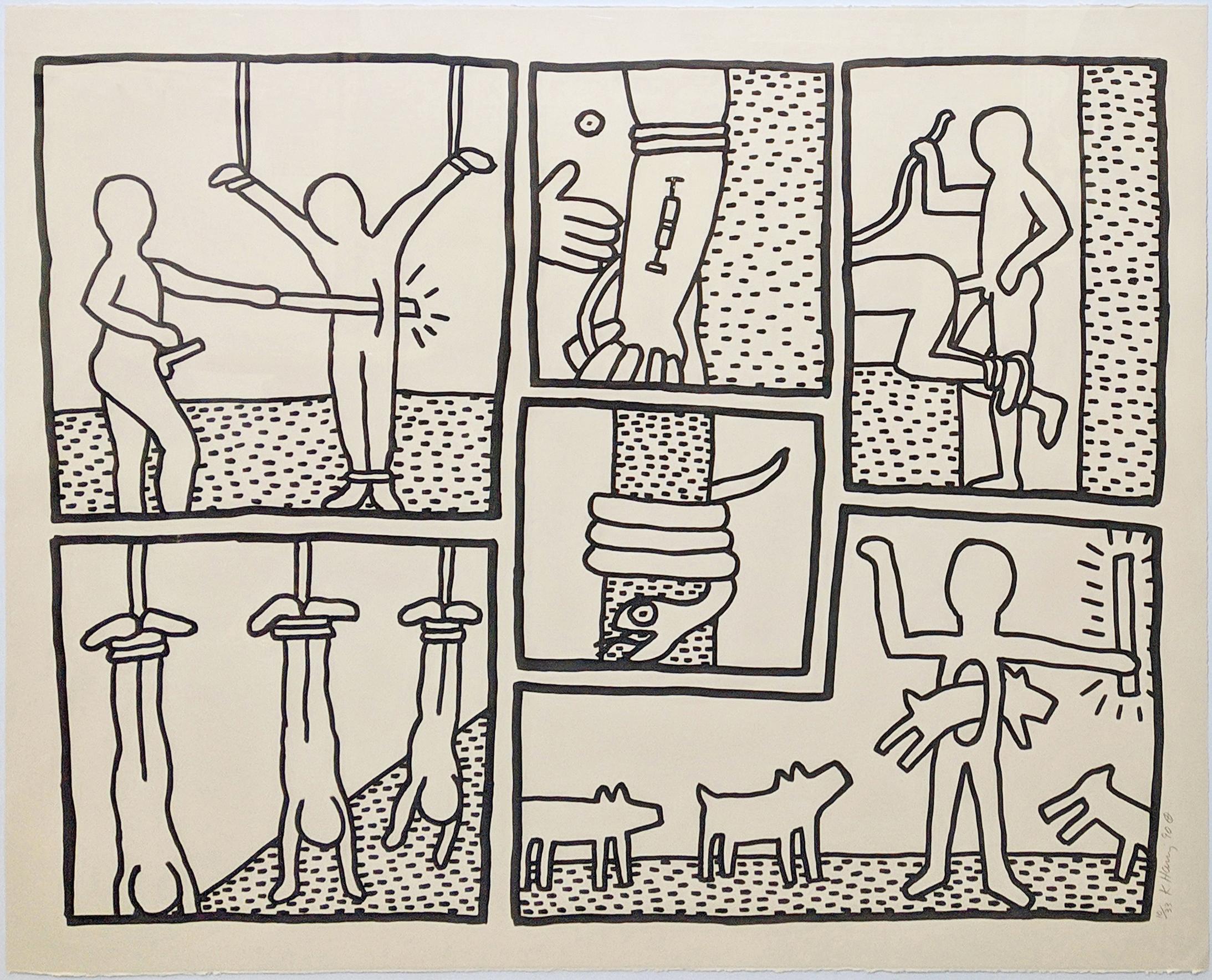 Keith Haring Nude Print - UNTITLED (FROM BLUEPRINT DRAWINGS)
