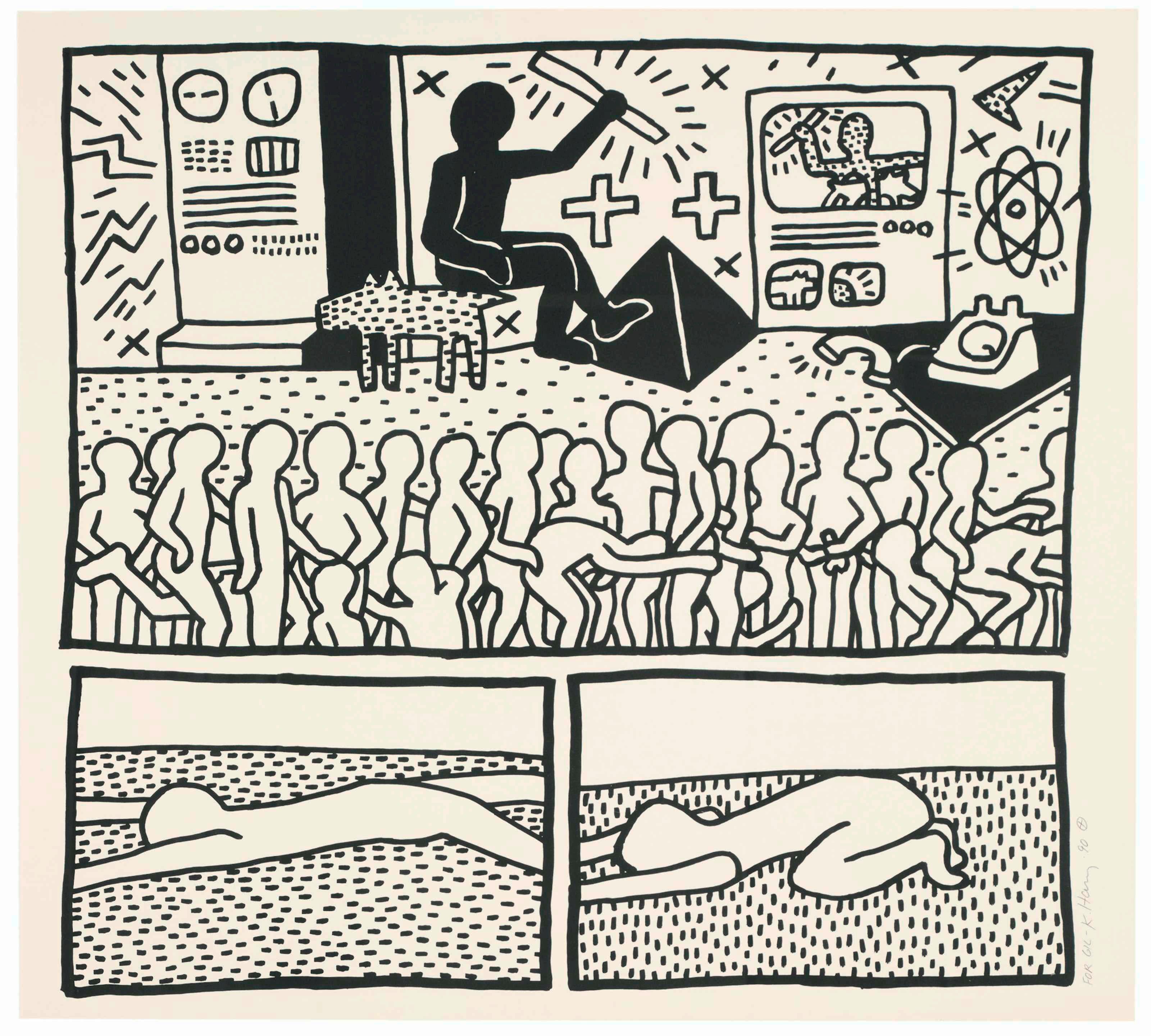 Keith Haring Figurative Print - UNTITLED (FROM BLUEPRINT DRAWINGS)