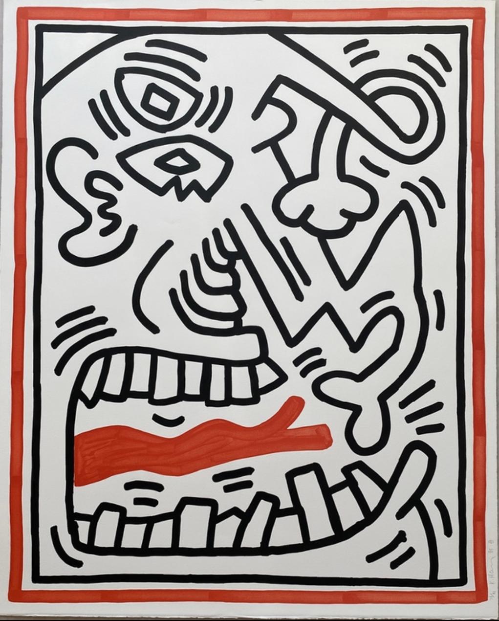 Sans titre, extrait de Trois lithographies (Langue rouge) - Print de Keith Haring