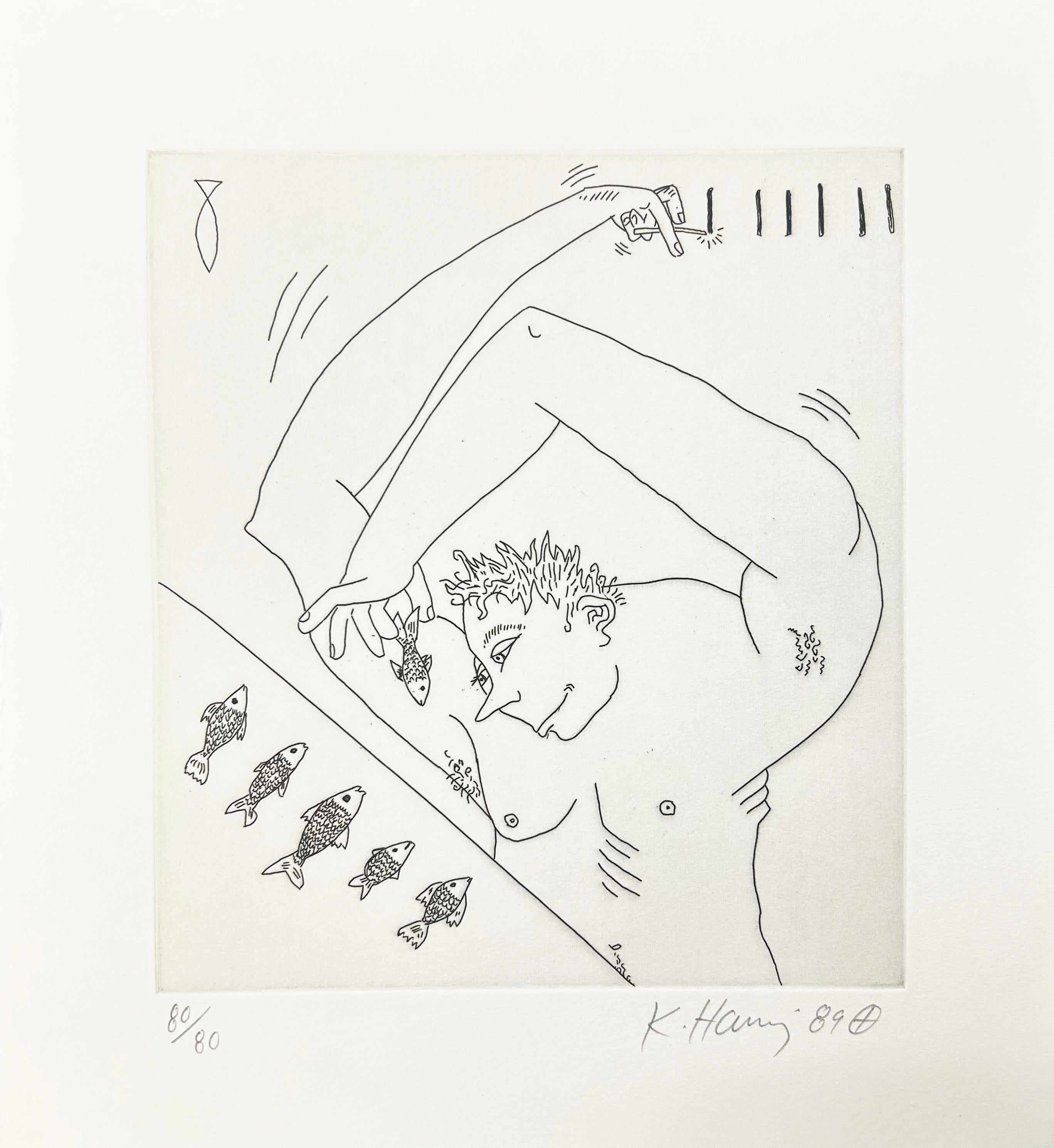Keith Haring Figurative Print - Untitled IX, from The Valley  Original Etching from 1989