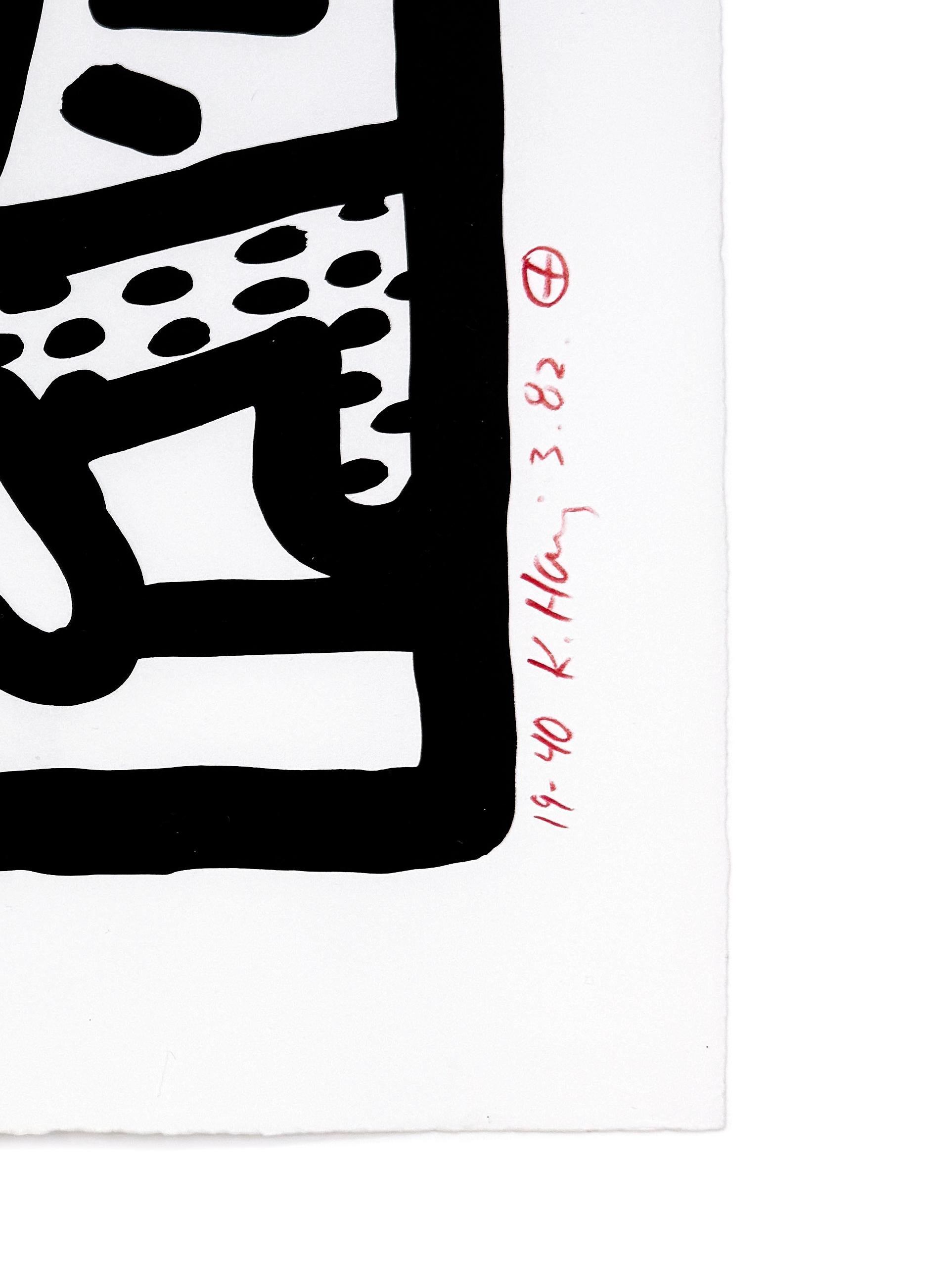 Untitled (Plate 3), rare hand signed lithograph, L.20 - Pop Art Print by Keith Haring