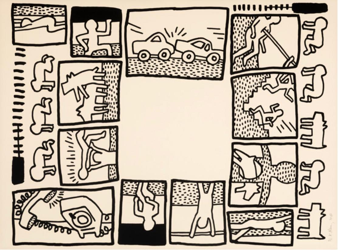 Keith Haring Abstract Print - Untitled (Plate 4 from the Blueprint Drawings)