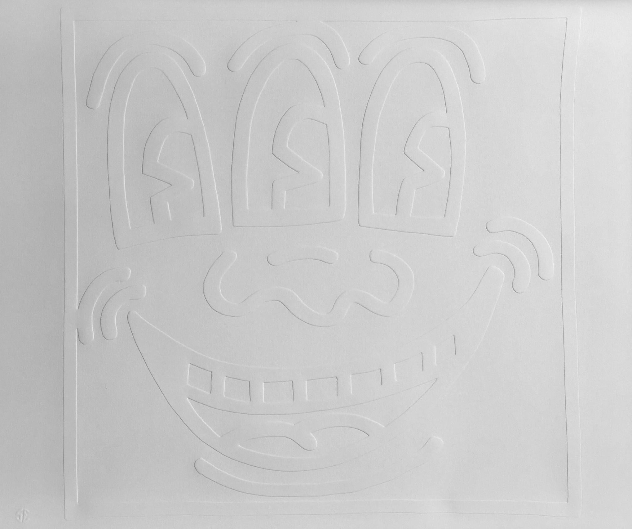 Keith Haring Figurative Print - White Icon (3 Eyed Monster)