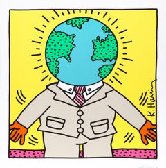 Global Man, Siebdruckplakat von Keith Haring, 1990