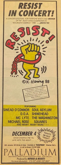 Keith Haring Resist in Concert 1988 'announcement'