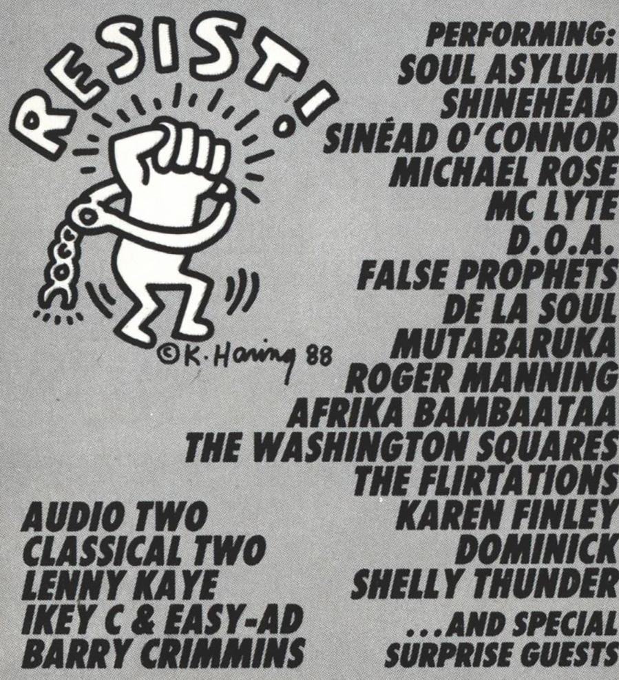 Keith Haring Resist in Concert 1988 'announcement' In Good Condition For Sale In Brooklyn, NY