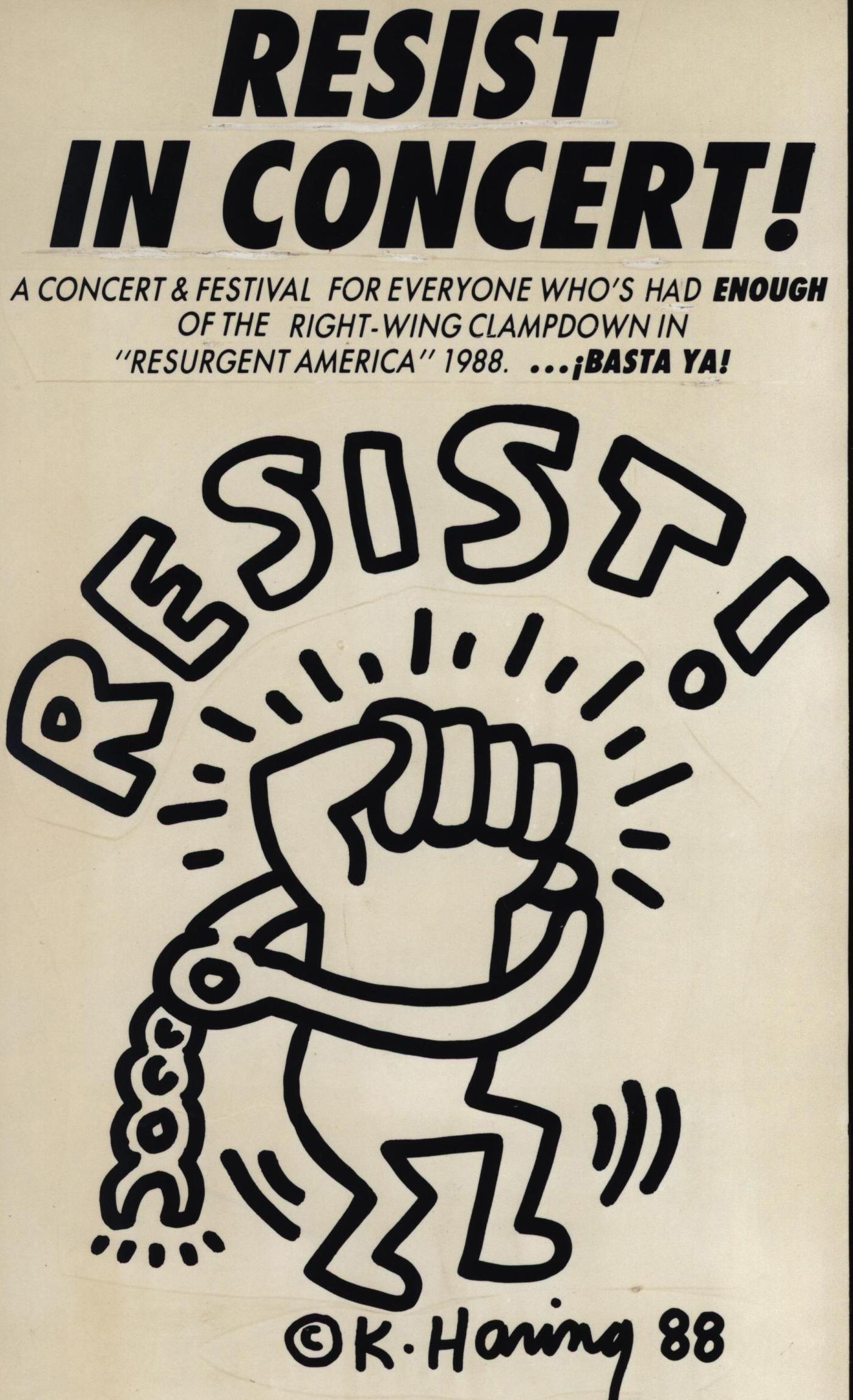 Keith Haring Resiste en Concierto 1988 'anuncio' finales del siglo XX en venta