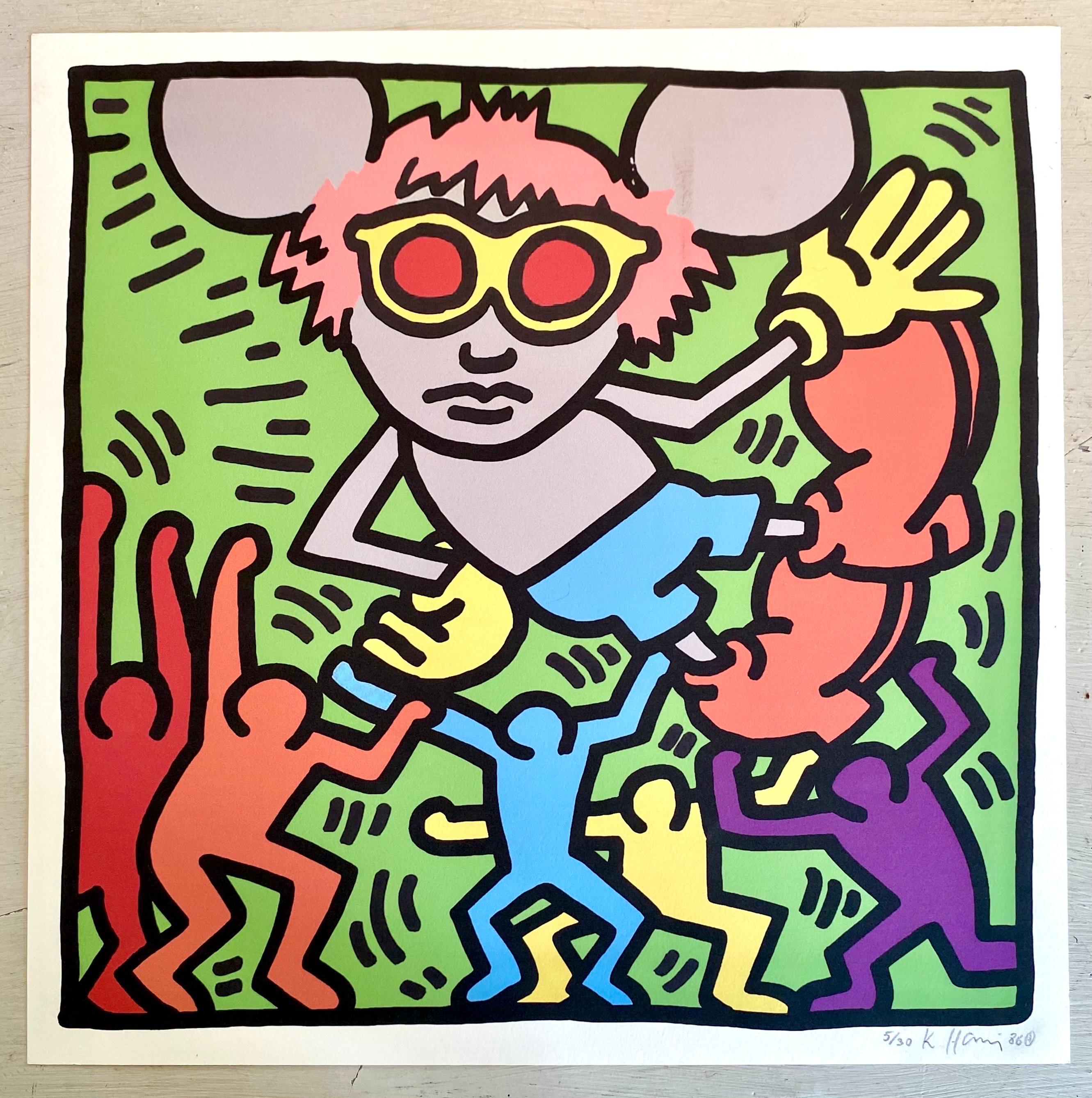 KEITH HARING - Screenprint offset of Andy Mouse 2 signed numbered dated 1986 For Sale 4