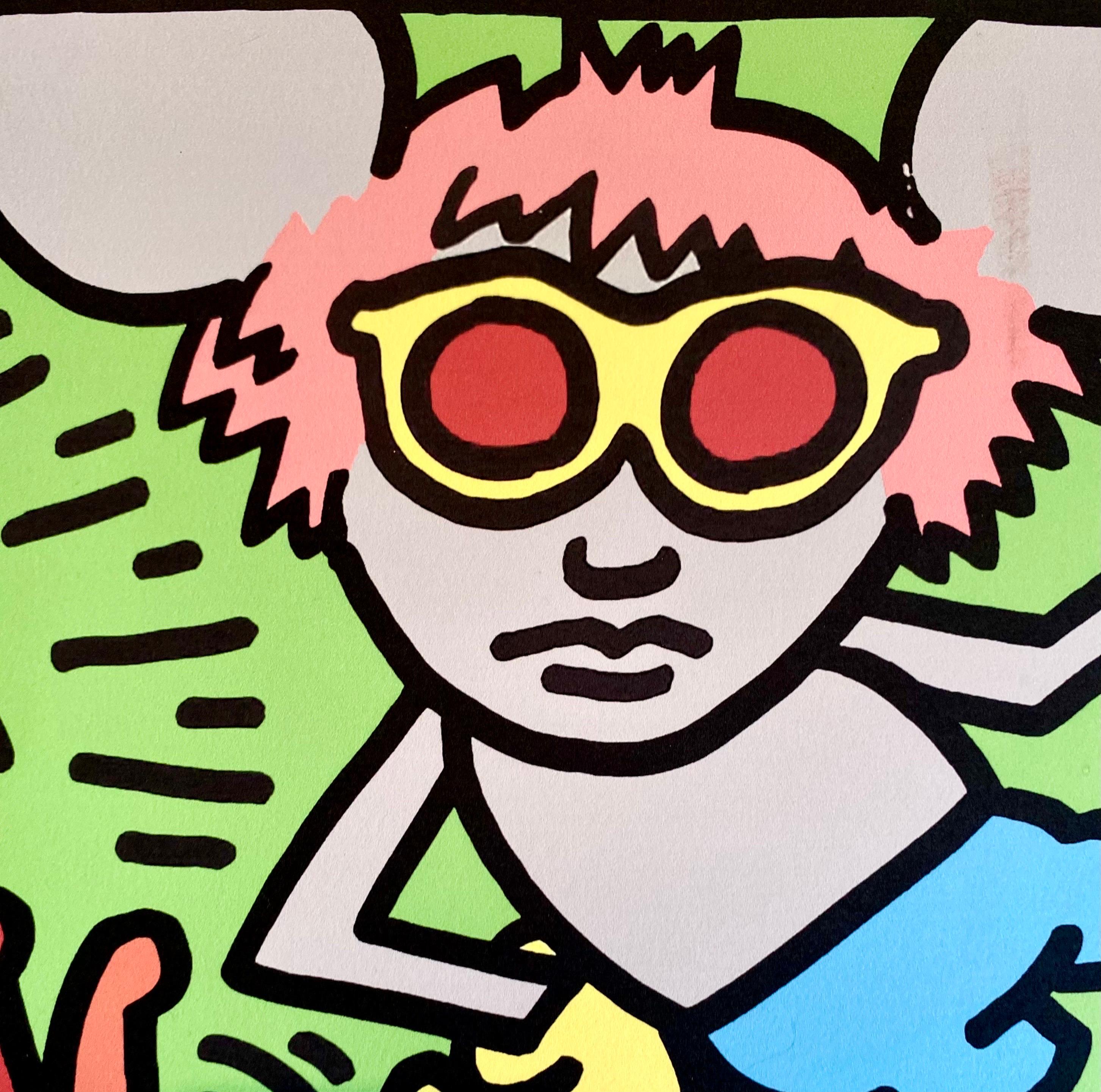 KEITH HARING - Screenprint offset of Andy Mouse 2 signed numbered dated 1986 For Sale 2