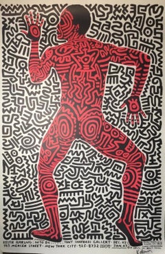 Keith Haring Signed Lithograph Tony Shafrazi Gallery Exhibition Poster Into 84