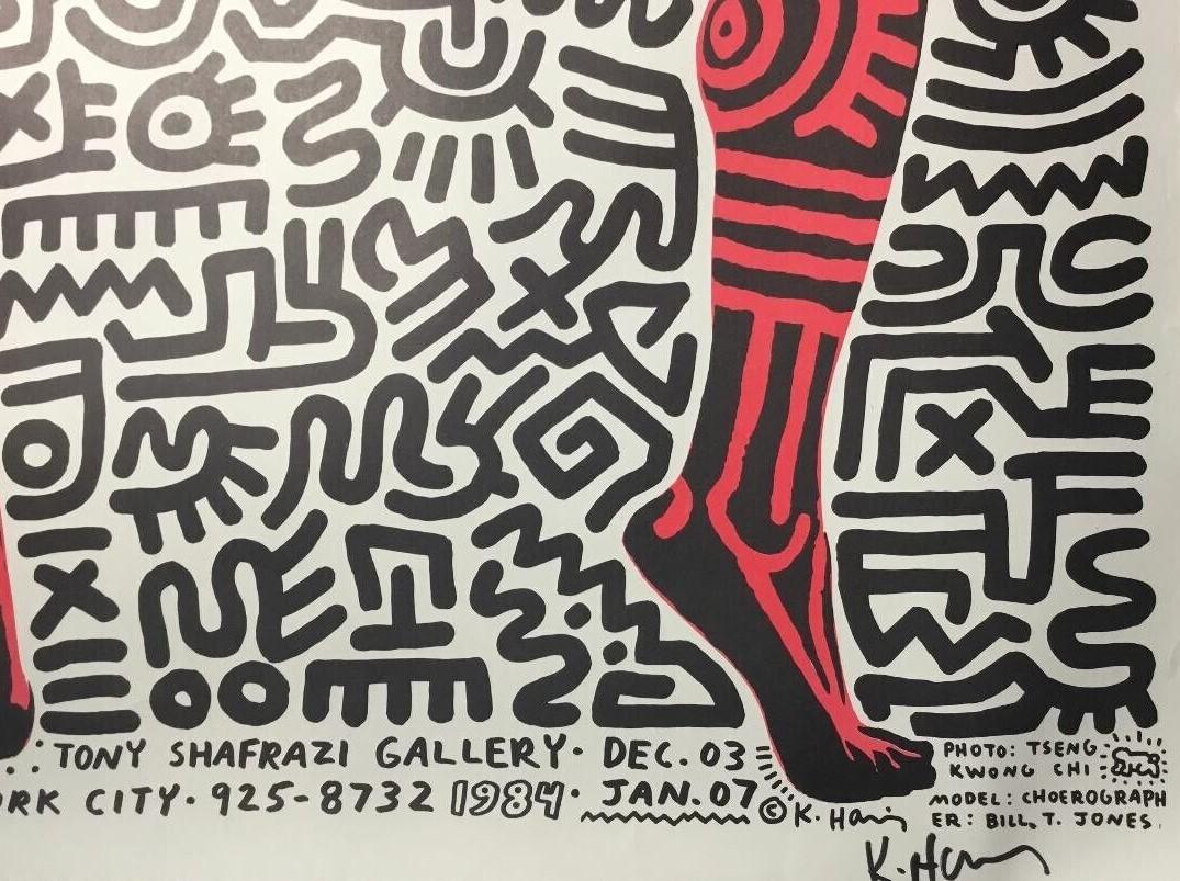 Keith Haring Signed Lithograph Tony Shafrazi Gallery Exhibition Poster Into 84 In Good Condition For Sale In Studio City, CA