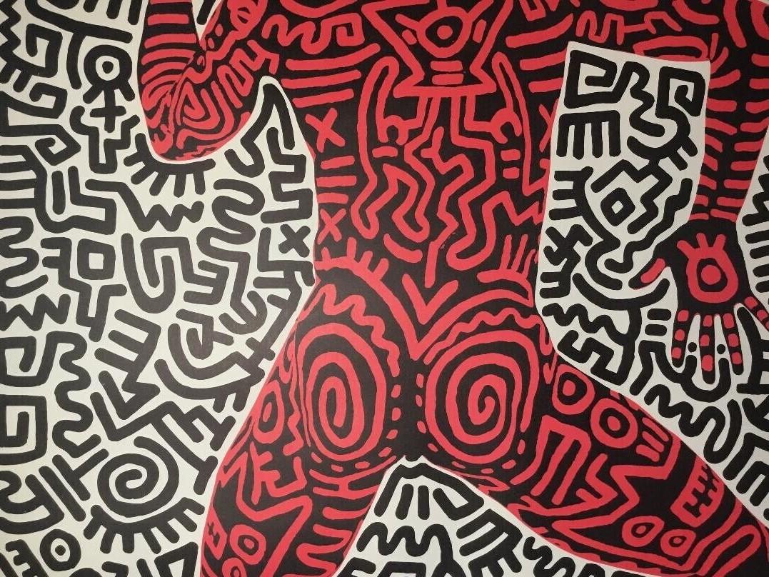 Papier Keith Haring Lithographie signée Tony Shafrazi Gallery Exhibition Poster Into 84 en vente