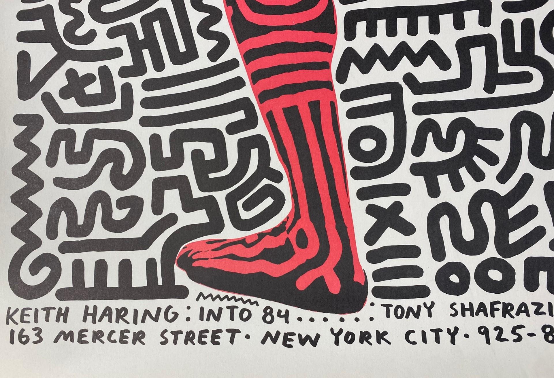 Keith Haring Lithographie signée Tony Shafrazi Gallery Exhibition Poster Into 84 en vente 1