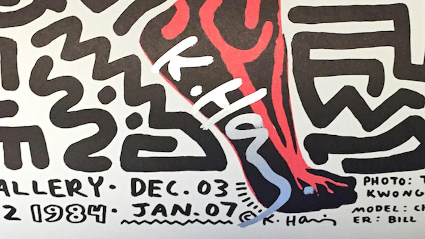 Keith Haring Signed Original 1983 Exhibition Poster In Good Condition In Jersey, GB