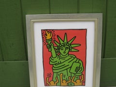 Keith Haring "Statue of Liberty" Abstract Pop Art Offset Lithograph Print Framed