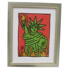 Keith Haring "Statue of Liberty" Abstract Pop Art Offset Lithograph Print Framed
