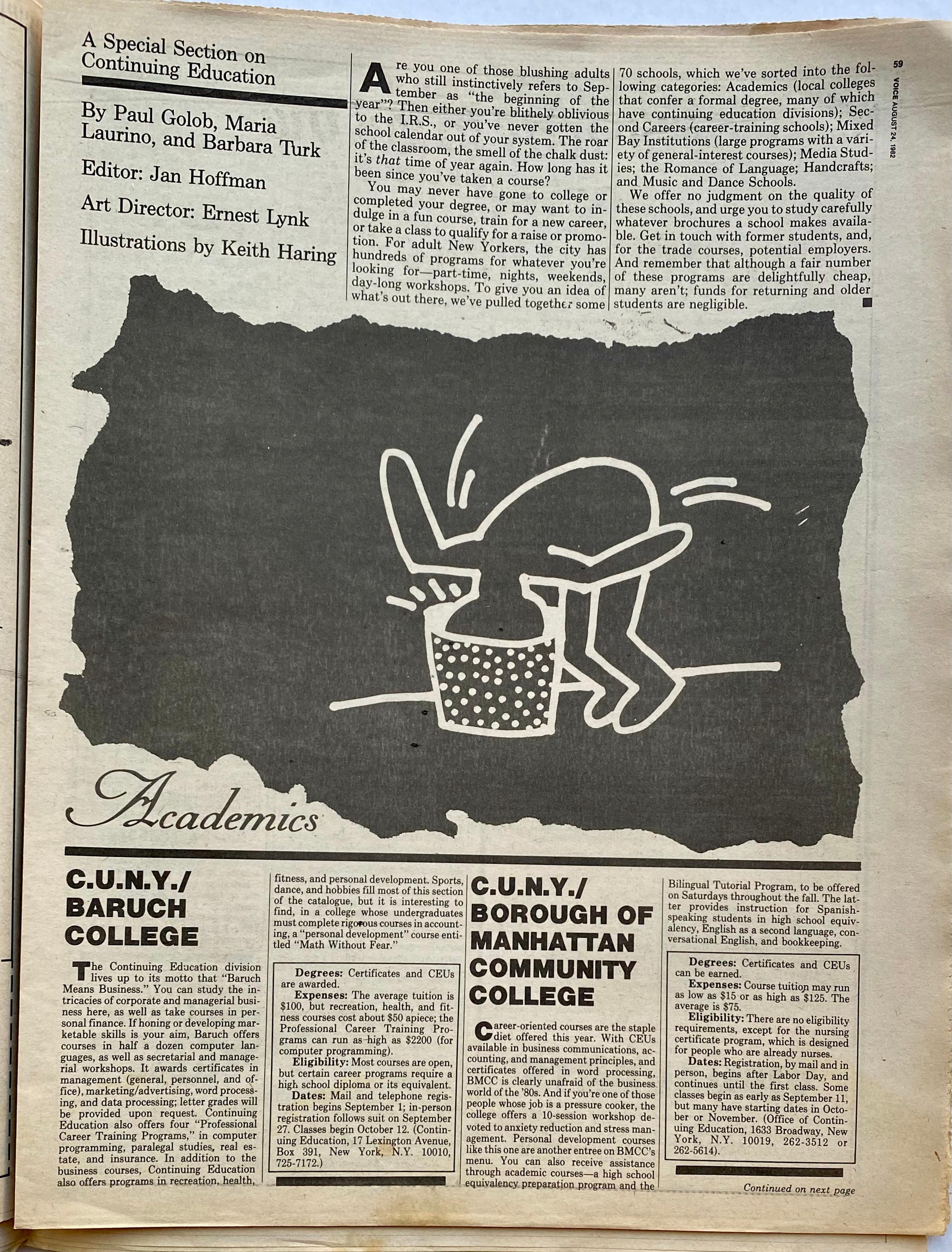 Keith Haring The Village Voice, 1982 In Good Condition In Brooklyn, NY