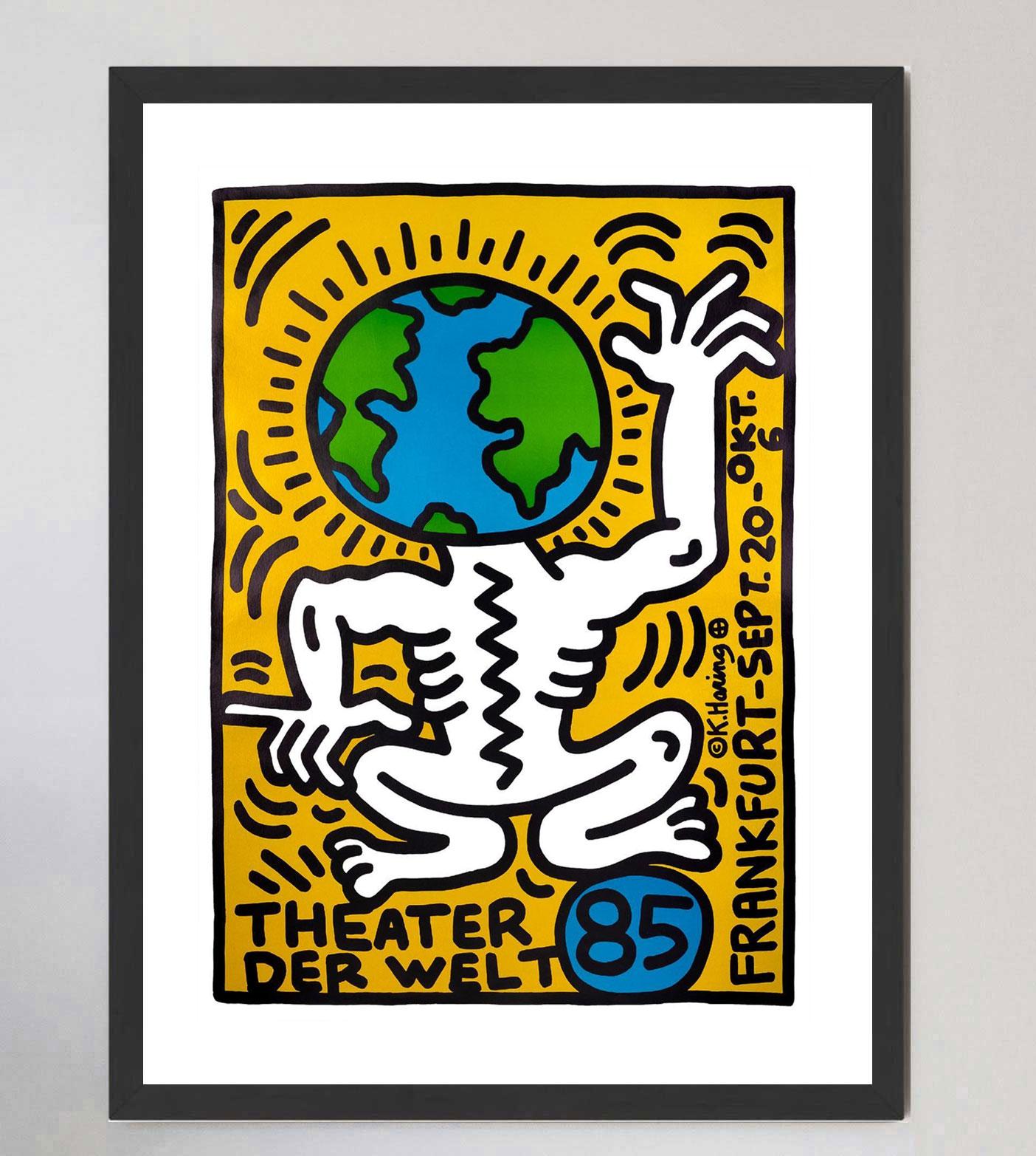 Late 20th Century Keith Haring, Theater der Welt Frankfurt Original Vintage Poster For Sale