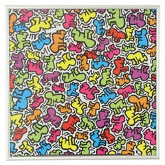 Ohne Titel 1988 LEM Art Group Italien Babies Offsetdruck von Keith Haring, gerahmt