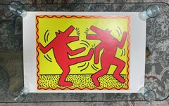 Keith Haring Vintage NYC Pop Shop Art Lithograph Poster Dancing Dogs Wolves 1991