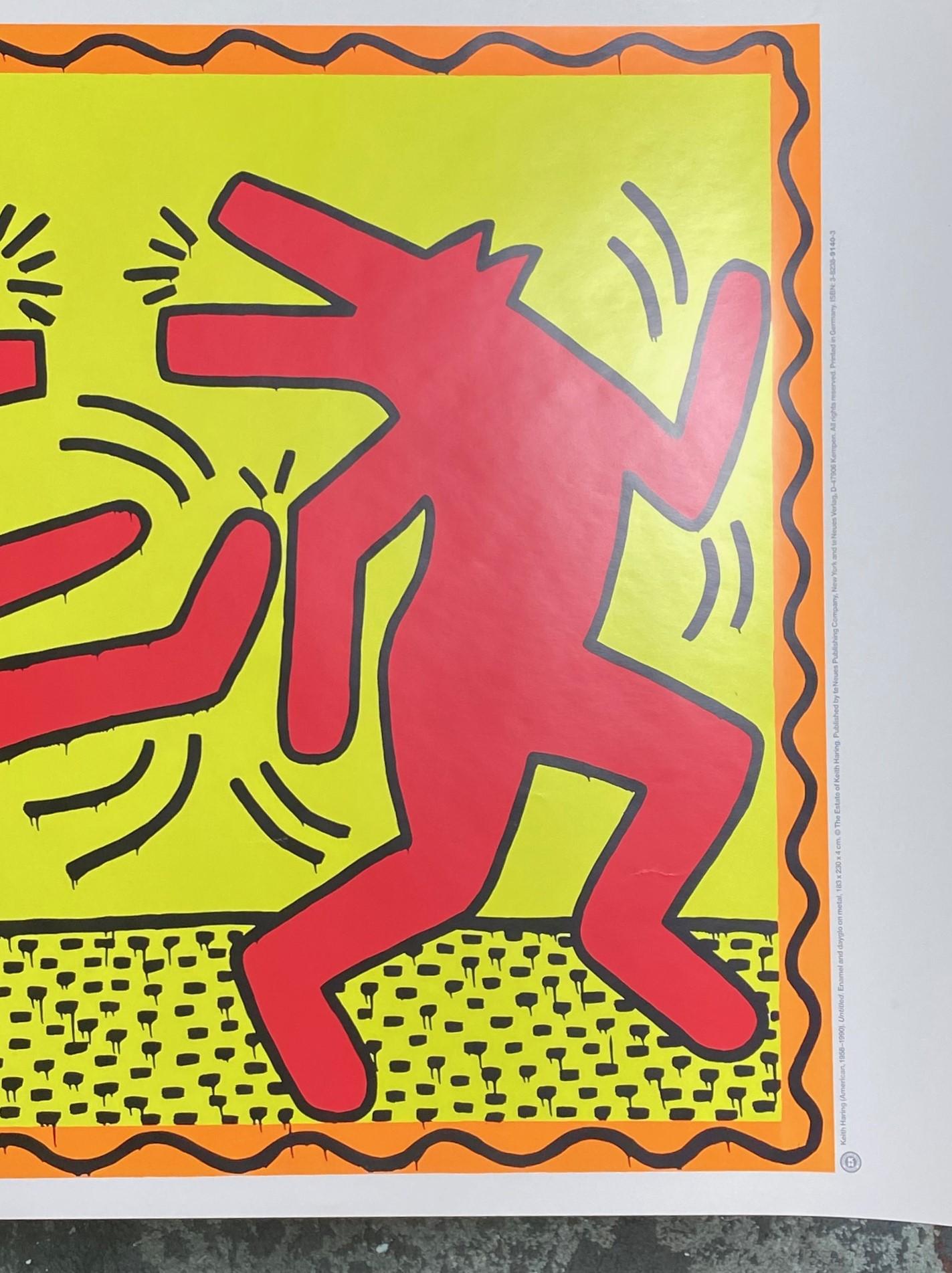 American Keith Haring Vintage NYC Pop Shop Art Lithograph Poster Dancing Dogs Wolves 1991 For Sale