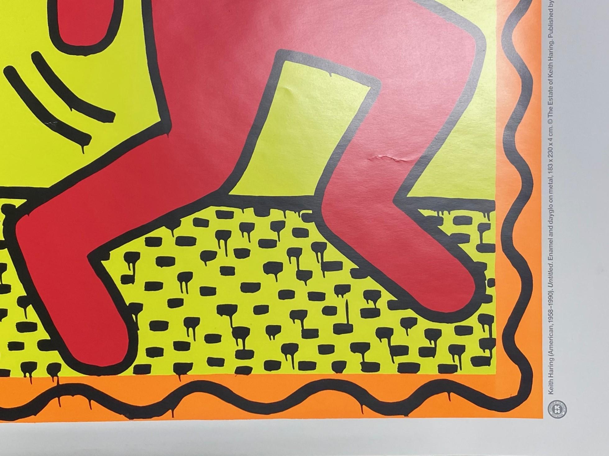 Paper Keith Haring Vintage NYC Pop Shop Art Lithograph Poster Dancing Dogs Wolves 1991 For Sale