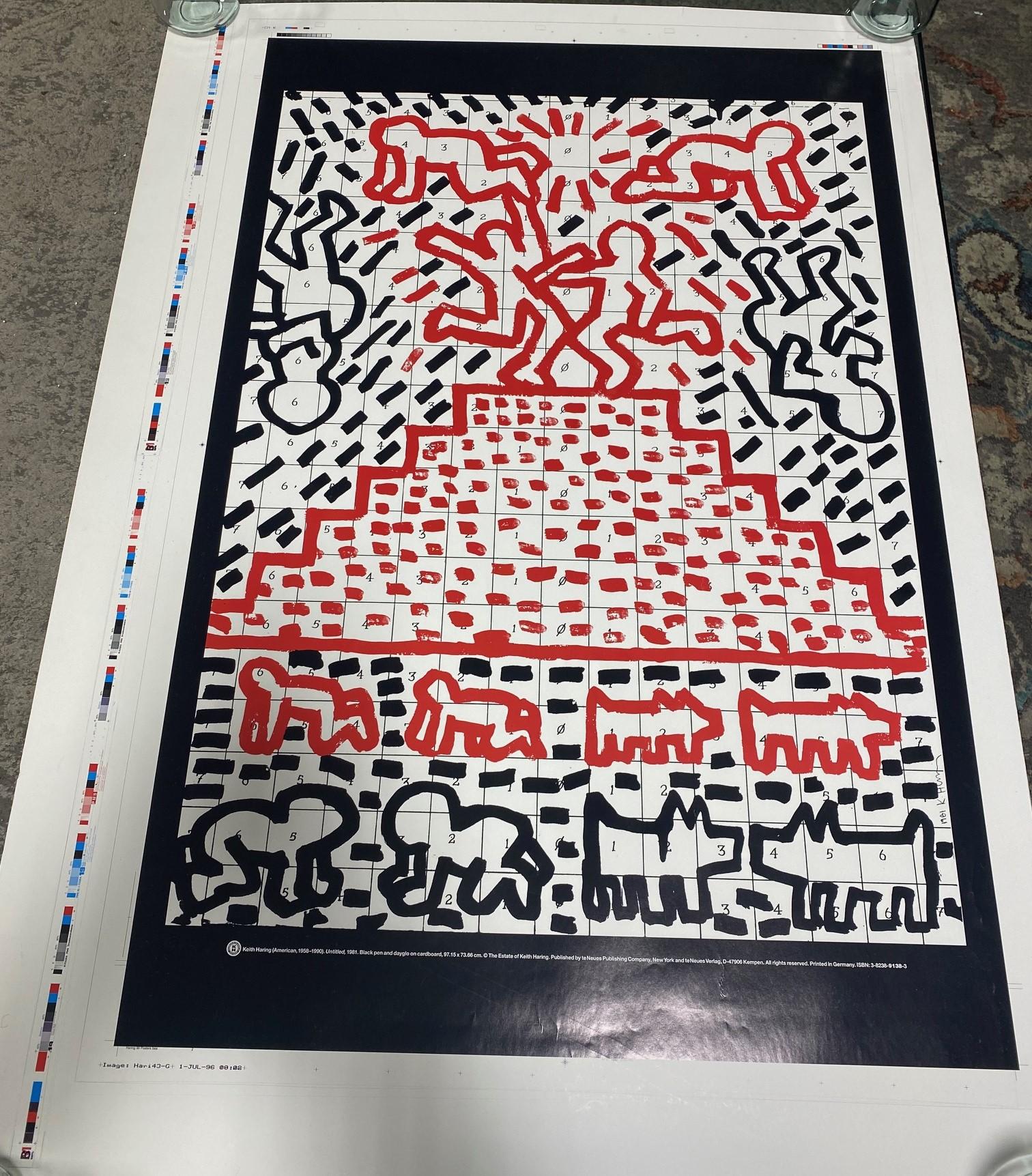 Modern Keith Haring Vintage Large NYC Pop Shop te Neues Art Lithograph Poster Pyramid For Sale