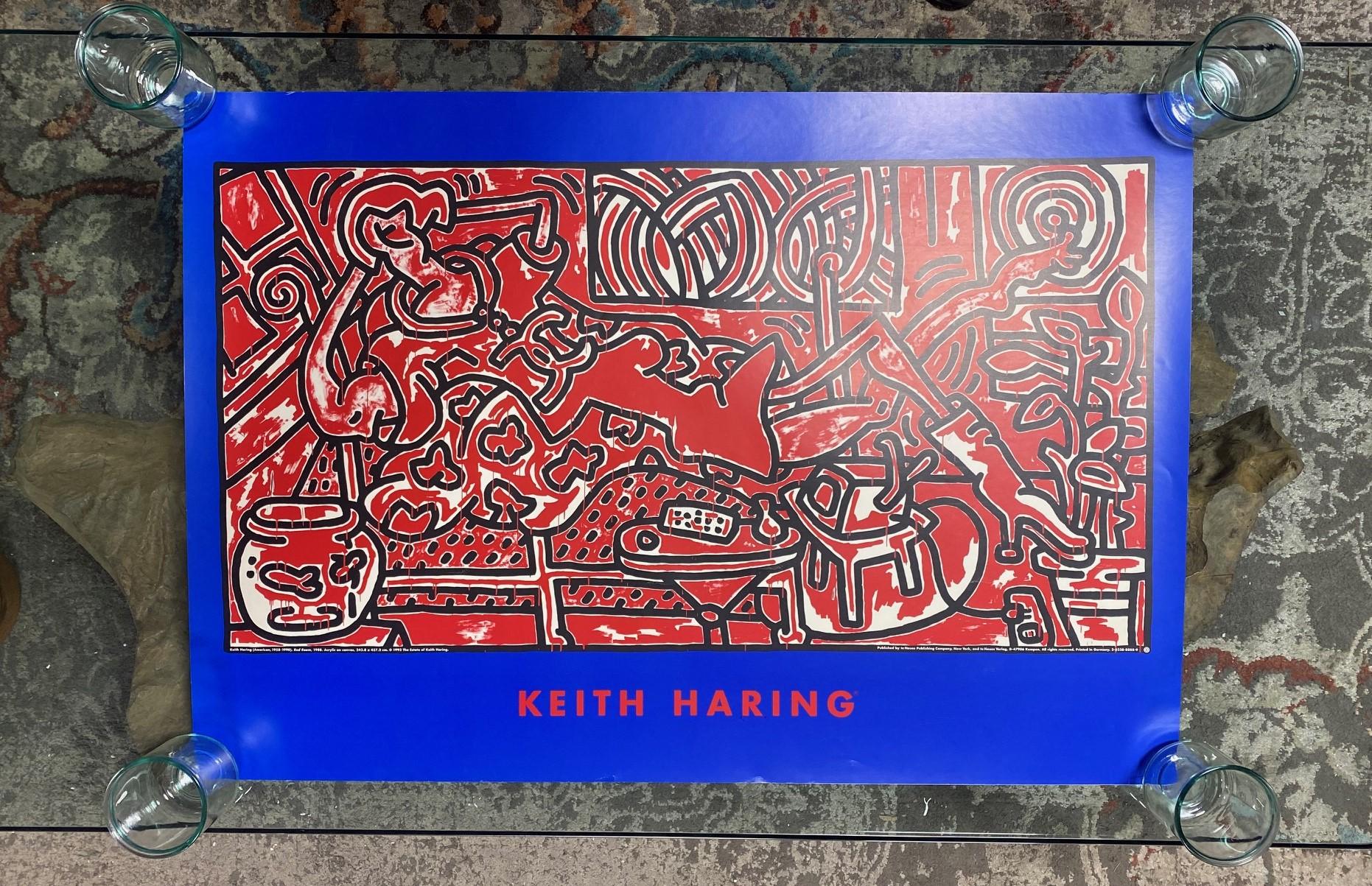 A rare and extremely hard-to-find limited vintage Keith Haring (1958-1990) Pop Shop Art offset lithograph poster titled 