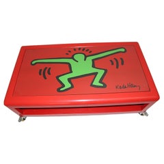 Keith Haring Vintage Pop Art Sofa Table Red Green Metal Bretz 1998 Germany