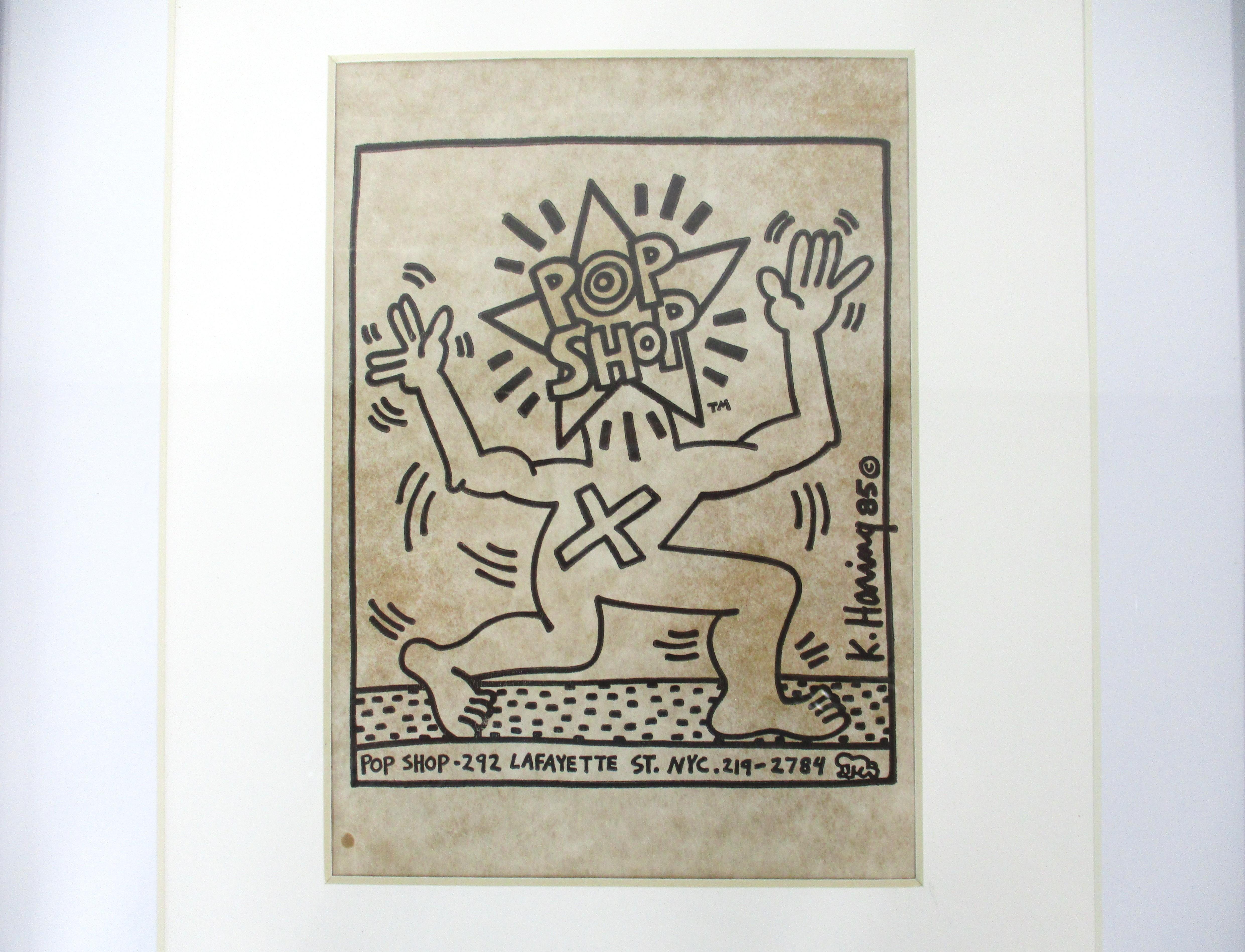 Keith Harring Gerahmte NYC Pop Shop Tasche (Moderne der Mitte des Jahrhunderts) im Angebot