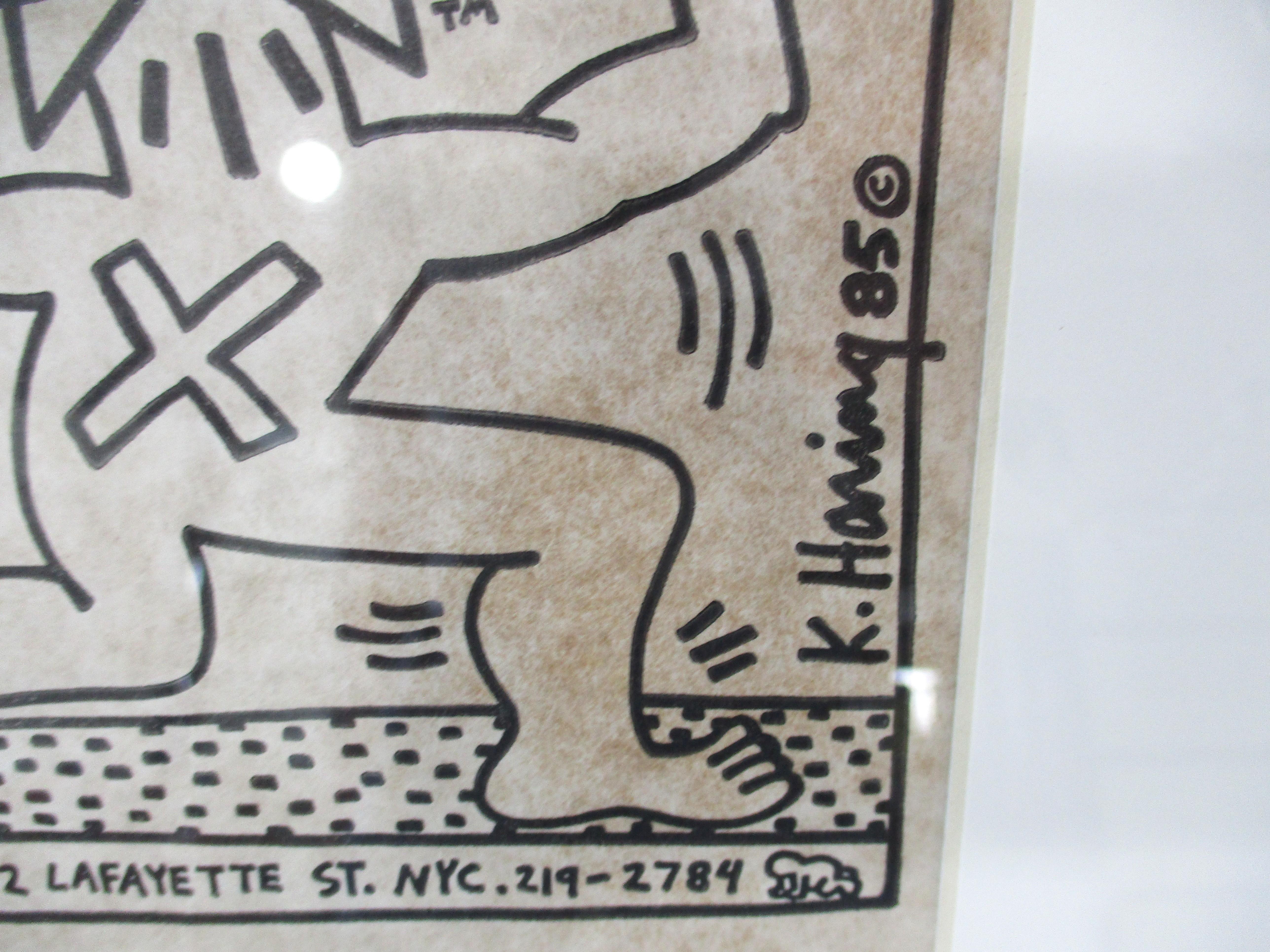 Keith Harring Gerahmte NYC Pop Shop Tasche (Ende des 20. Jahrhunderts) im Angebot