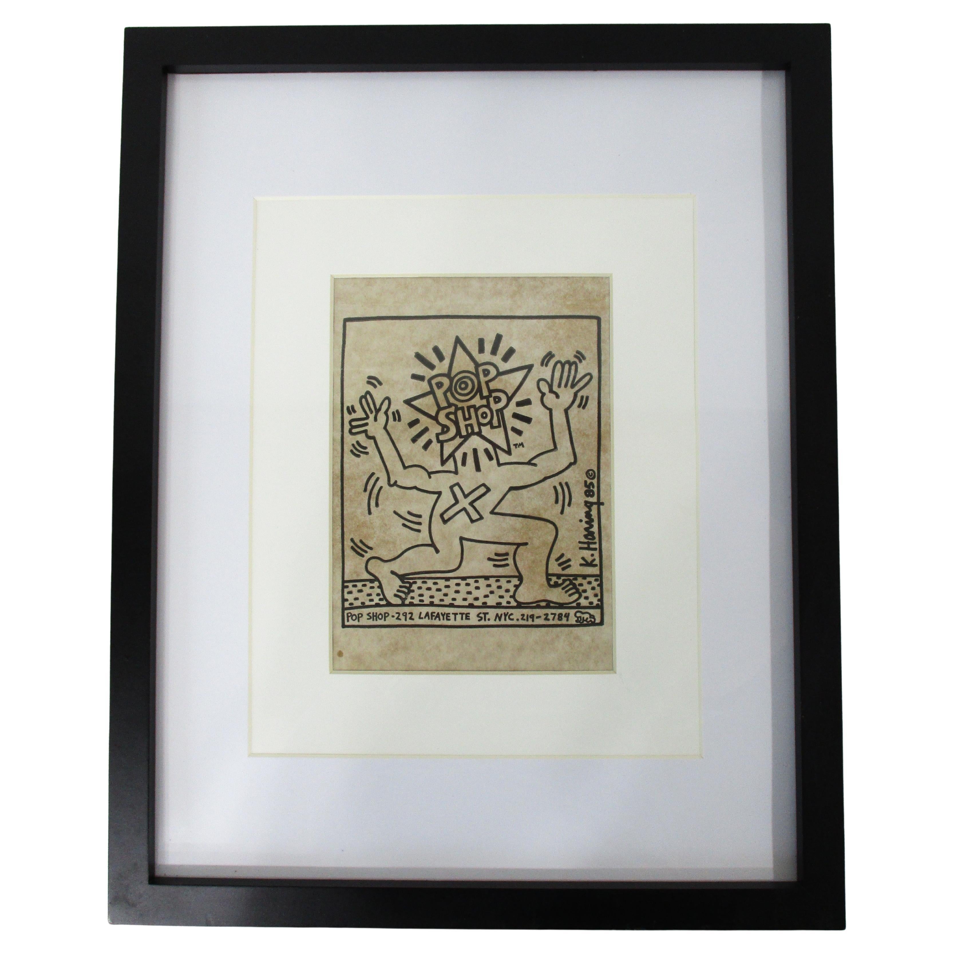 Keith Harring Gerahmte NYC Pop Shop Tasche im Angebot