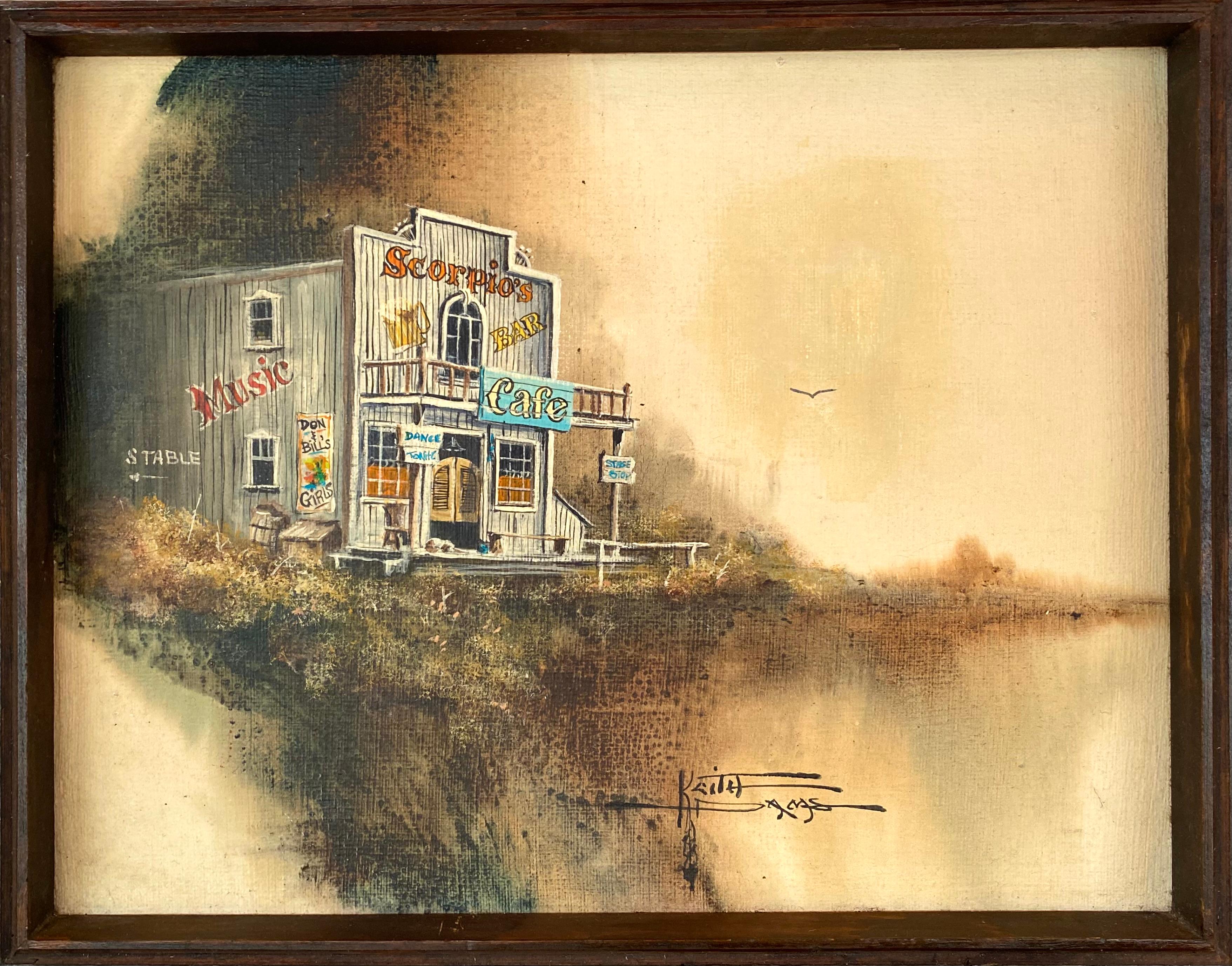 Scorpio's Bar und Cafe – Painting von Keith Holmes