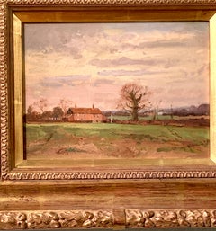 English Impressionist landscape, Farm house with trees, Norfolk , England.
